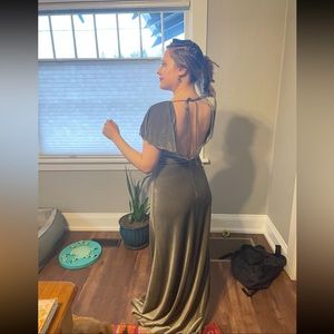 Jenny Yoo Sage green Elegant bridesmaid velvet dress